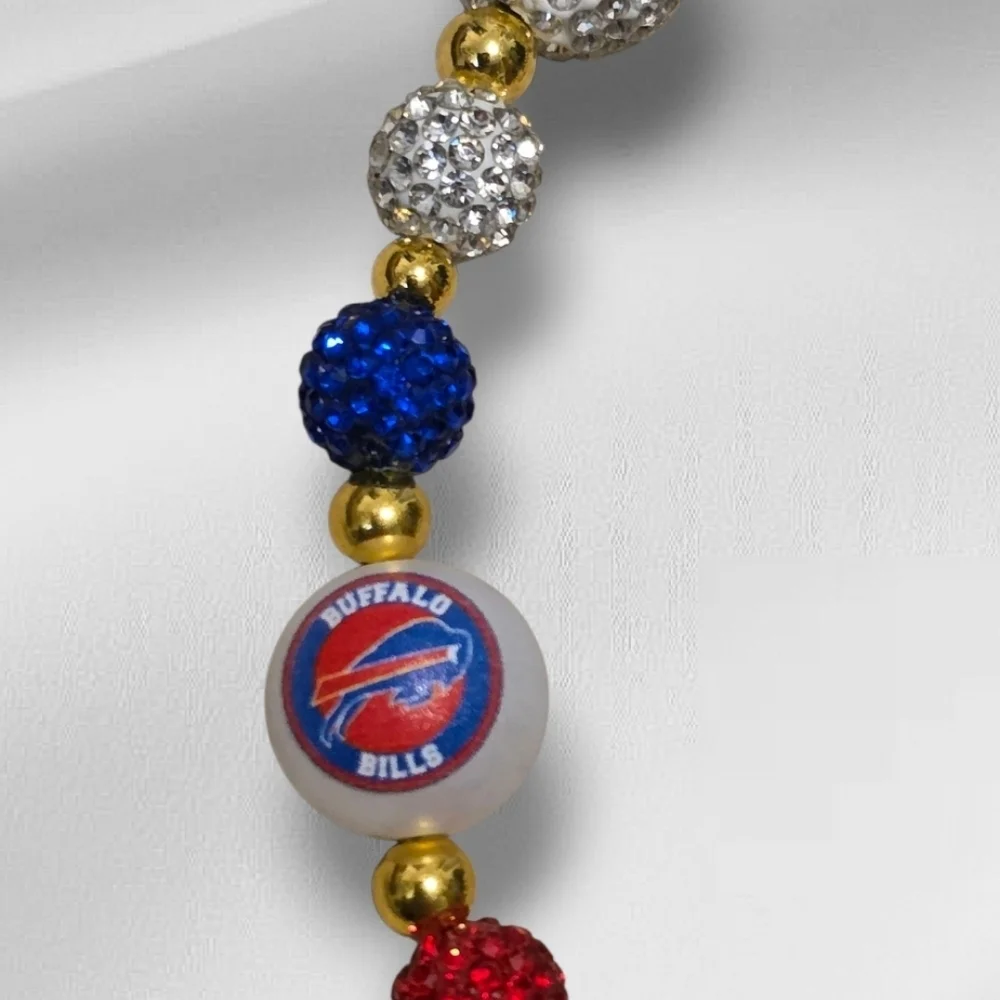 Buffalo Bills Beaded Bag Charm- Red, Blue, Gold